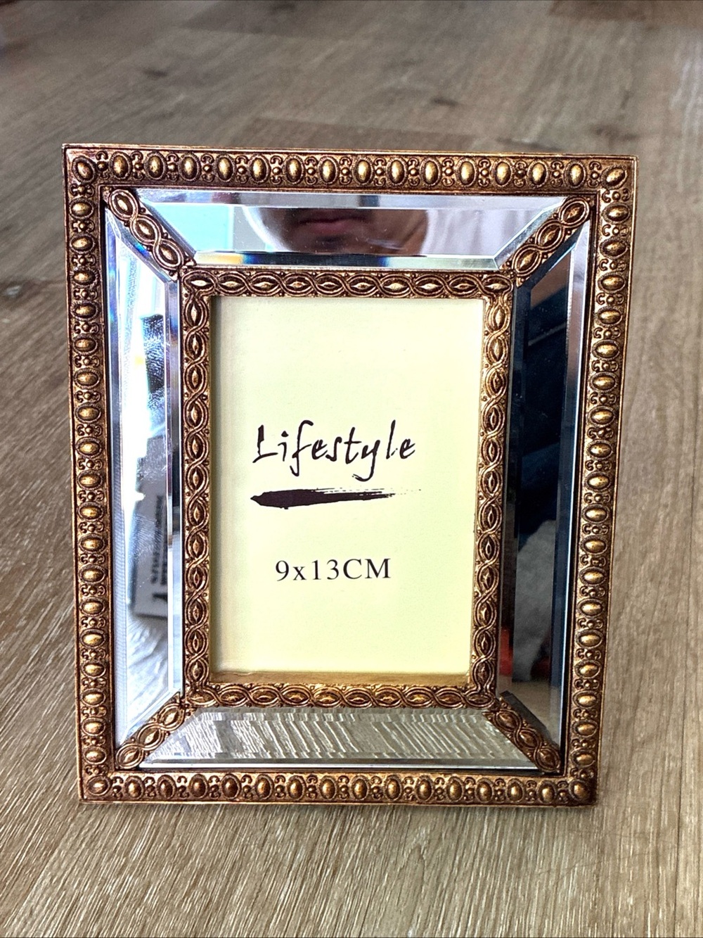Vintage Style Mirrored Picture Frame Gold Tone Tabletop